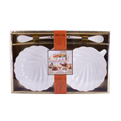 DIKER HOME Set porcelanskih cinija sa kašikicama, 14x14cm, 3 komada, Beli