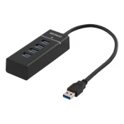 DELTACO HUB 3.0 s 4 USB-A prikljucka, aluminijski, crni