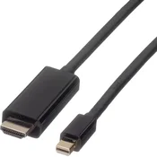 ROLINE Roline Mini-DisplayPort / HDMI adapterski kabel mini DisplayPort vtič\, HDMI-A vtič 1.00 m črna 11.04.5795 zaščiten DisplayPort kabel, (20415652)