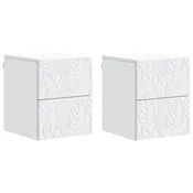 vidaXL Stenski nočni omarici 2 pcs Bela 34,5 x 33 x 40 cm