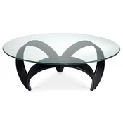 Casa Padrino luxury coffee table black A� 110 x H. 36.5 cm - Round living room table with glass top - Living room furniture - Hotel furniture - Luxury furniture - Luxury collection