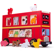 Bigjigs Toys Drevený autobus so zvieratkami