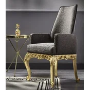 Casa Padrino luxury baroque dining chair with armrests gray/dark brown/gold H. 116 cm - Baroque furniture