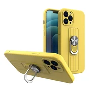 HURTEL Ring Case silikonski ovitek z držalom za prst in stojalom za iPhone 12 Pro Max rumena