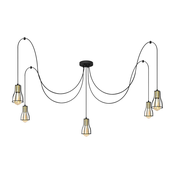 Luster na sajli TUBE 5xE27/15W/230V crna/zlatna