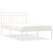 Vidaxl Kovinski posteljni okvir z vzglavjem bel 100x200 cm