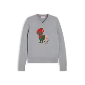 TOMMY HILFIGER Pulover siva/temno zelena/živo rdeča/bela