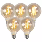 Set 5 E27 zatemnljivih LED žarnic z žarilno nitko dimljeno steklo 5W 450lm 2200K
