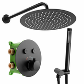 LUNGO MILER Set za prikrito prhanje Black Matt s termostatom + Škatla