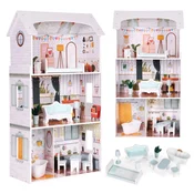 Kucica za lutke Alice na 3 sprata, 4 sobe, set sa 9 komada nameštaja – ECOTOYS