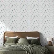 Tapeta nežni modri cvetovi na beli podlagi - 245x165
