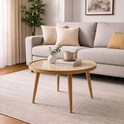 Hanah Home klub sto Polen 80, 80 cm, hrast / travertin