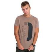 OMBRE Moška bombažna majica s potiskom V2 OM-TSPT-0166 svetlo rjava MDN124250 XXL
