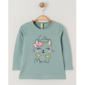 VIA GIRLS Majica za devojcice Cute Meow, Zelena