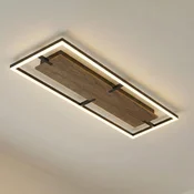 Lucande LED-stropna svetilka Vectra, 100 x 30 cm, les, z možnostjo zatemnitve - Dnevna soba/jedilnica - Sodobni - črna, temno les - Plastika