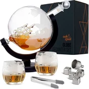 Mikamax Set za viski GLOBUS, vrč za alkohol + kozarci, darilo za moškega