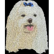 shumee Maltežan, Bichon Maltiase, maltežan - našitek v obliki psa, vezeni našitek, edinstvena dekoracija nahrbtnika znamke Art-Dog