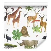 Tapeta z živalmi savane za dnevno sobo in spalnico 50x1000 cm