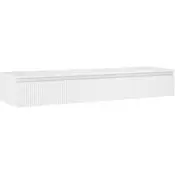 Mexen Rivel kopalna kopalnica za umivalnik nalogom 160 cm z vrhom, 1 predal, rebrasta, bela mat - 91A20-16023-1-BFC01
