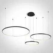 VISEČA SVETILKA 3x ČRNI OBROČ 40cm/60cm/80cm 65W WW IP20 230V ZATEMNLJIVA DM63150B/B/W