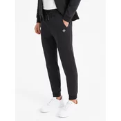 Ombre Mens sweatpants with ribbed cuffs and decorative zipper - black