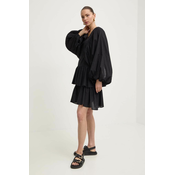 Pamučna haljina Liu Jo boja: crna, mini, širi se prema dolje