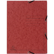 Kartonska mapa Exacompta - s gumicom i 3 preklopa, crvena