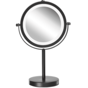 Beliani Kozmetično ogledalo s svetlobo LED o 17 cm črno TUCHAN