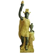 Casa Padrino Antique Style Marble Sculpture Roman with Torch Right Yellow/Gray H. 150 cm