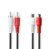 Nedis Stereo avdio kabel | 2x RCA moški | 2x RCA ženski | Ponikljano | 10,0 m | Okrogla | Črna | Oznaka