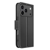 AVIZAR Denarnica etui za iPhone 17 Pro iz premium usnja s funkcijo stojala, Črna, (5000188953)