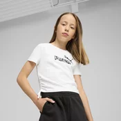 Womens Puma Essentials Animal Logo Infill Knotted Tee Youth, White, Size 11-12Y, Clothing