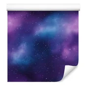 Akvarelna tapeta Galaxy modra, vijolična, indigo in mornarsko modra 50x1000 cm