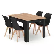 Mark pravokutni stol 120x80 craft + 4 stolice,crna