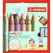 STABILO Woody 3in1 Pastel 6 komad/paket pribor sa šiljilom grafitceruza