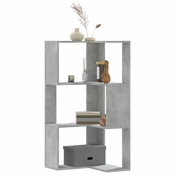 Kutni regal za knjige 3 razine boja betona 50x50x102 cm drveni