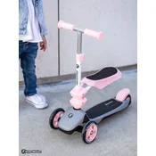 HyperMotion Rožnati Trikolesni Balansni Skiro s Sedežem za Malčke - Nastavljiva Višina Krmila 48-68 cm, Poganjalec za Otroke, Zunanja Igra