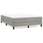 Vidaxl Posteljni okvir z vzmetmi svetlo siv 140x200 cm žamet