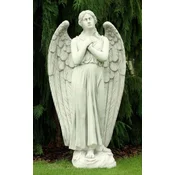 Casa Padrino Art Nouveau Garden Decoration Sculpture Angel Light Gray H. 140 cm - Elegant Garden Stone Figure - Baroque & Art Nouveau Garden Decoration Accessories - Garden Decoration Stone Sculptures