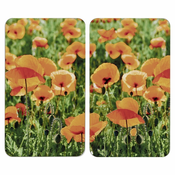 Zaščitne plošče za štedilnik iz kaljenega stekla 2 ks 52x30 cm Poppy Field – Wenko