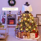 Costway Umetno božično drevo 150 cm že osvetljeno z 465 vejicami 50 LED kroglicami 36 storži