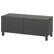 BESTA TV stalaža s vratima, tamnosiva/Lappviken/Stubbarp tamnosiva, 120x42x48 cm