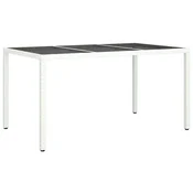 Vidaxl Vrtna miza Bela 150 x 90 x 75 cm poli ratan