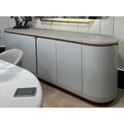 Casa Padrino luxury sideboard white/gray/copper 260 x 60 x H. 90 cm - Solid wood cabinet with 4 doors - Dining room furniture - Luxury furniture - Luxury furnishings