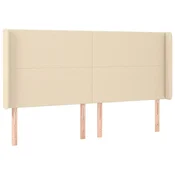Vidaxl Vzglavje z ušesi krem 163x16x118/128 cm blago