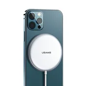 USAMS 15W USAMS brezžični polnilnik MagSafe za iPhone 12 srebrne barve