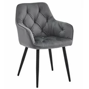 Brandless XL zložljiv puf z gumbi - 60x38x38cm žametno siva x 4, (22056838)