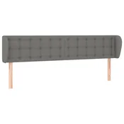 Vidaxl Vzglavje z ušesi temno sivo 203x23x78/88 cm blago