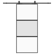 vidaXL vidaXL Drsna vrata z opremo črna 90x205 cm kaljeno steklo, (21749569)