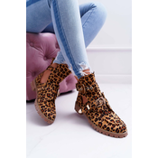 Womens Lu Boo Ankle Boots Suede Cutout Leopard Rock Girl